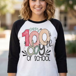 Camiseta 100 Days of School Celebration Basic Sleeve Raglan
