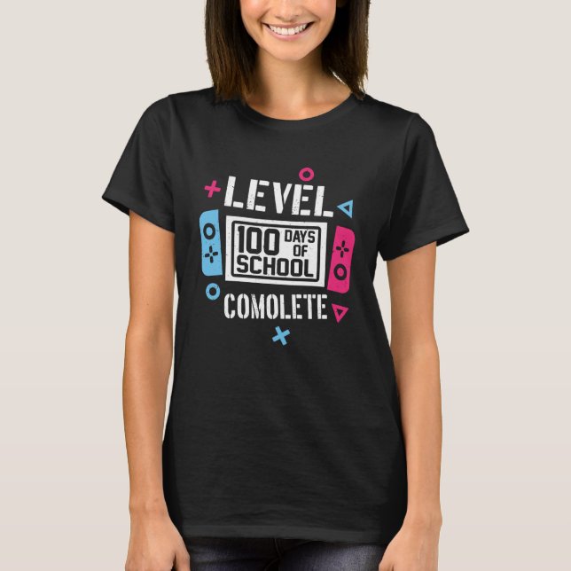 Camiseta 100 Days Of School Completed Gamer Boys 100th Day  (Anverso)