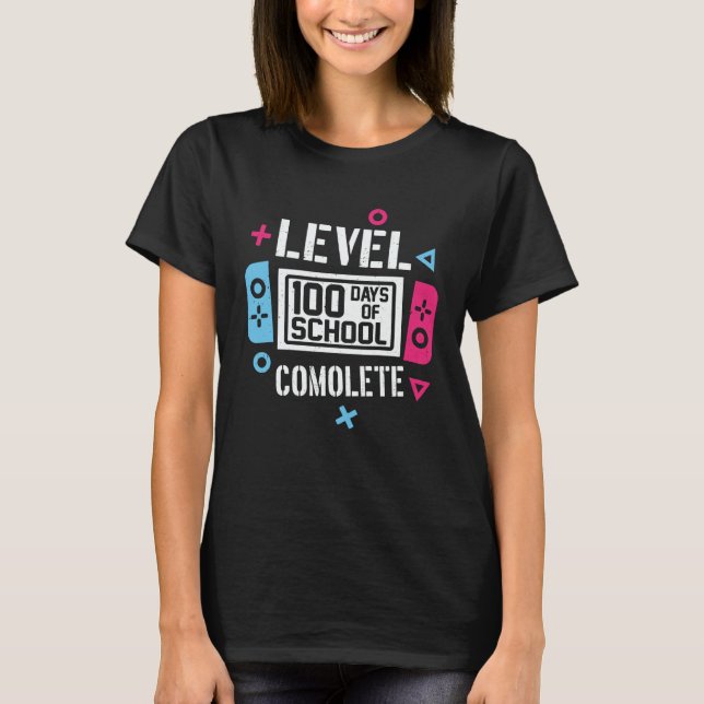 Camiseta 100 Days Of School Completed Gamer Boys 100th Day  (Anverso)
