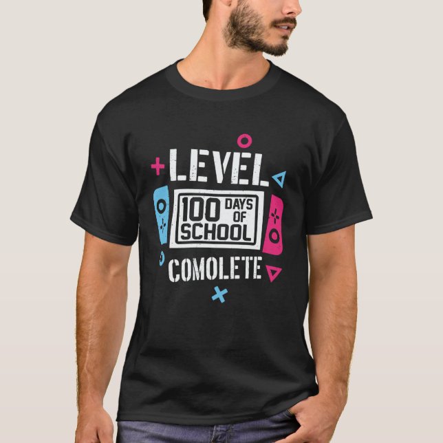Camiseta 100 Days Of School Completed Gamer Boys 100th Day  (Anverso)