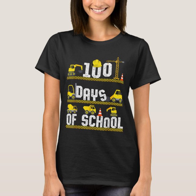 Camiseta 100 Days Of School Construction Truck 100th Day Bo (Anverso)