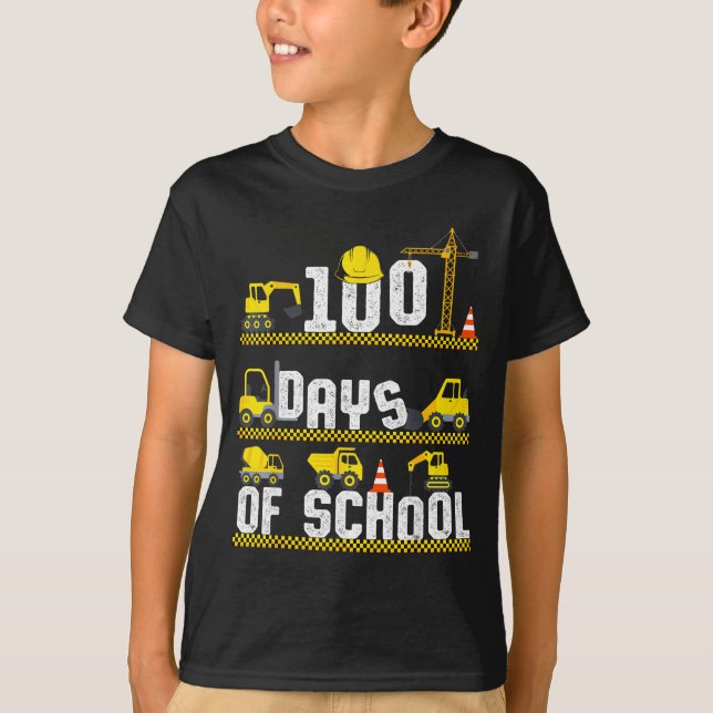 Camiseta 100 Days Of School Construction Truck 100th Day Bo (Anverso)