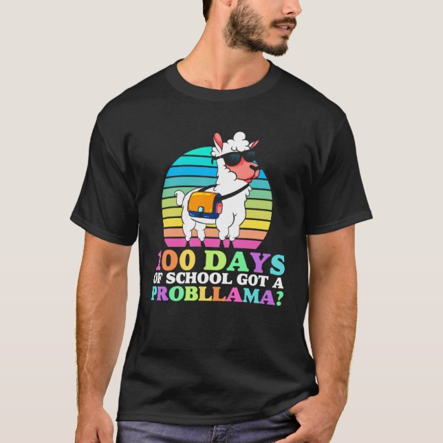 Camiseta 100 Days Of School Cool Got A Probllama Llama 100t (Anverso)