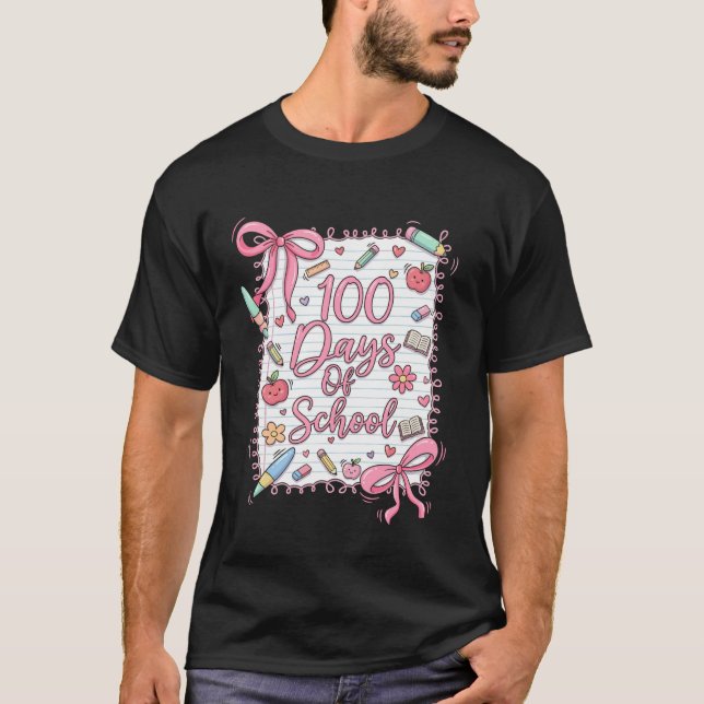 Camiseta 100 Days of School Coquette Bow for Girls 100th Da (Anverso)