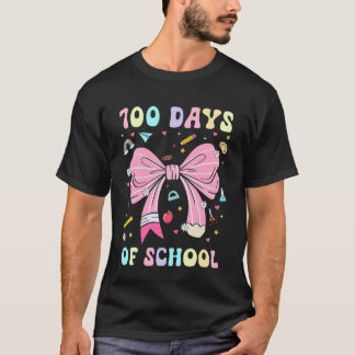 Camiseta 100 Days of School Coquette Pink Bow Pencil Girls