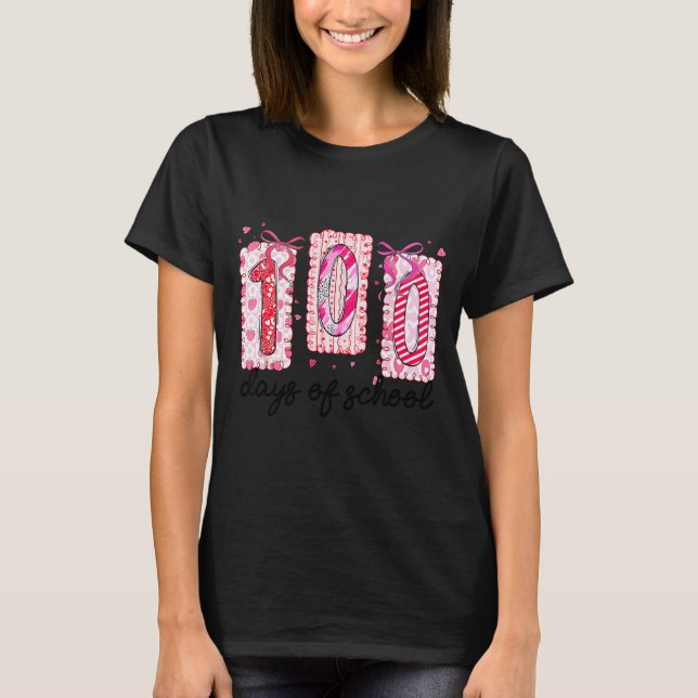 Camiseta 100 Days Of School Coquette Valentine Girls Teache (Anverso)