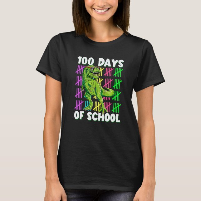 Camiseta 100 Days of School Dino Dinosaur rex 100 Days Smar (Anverso)