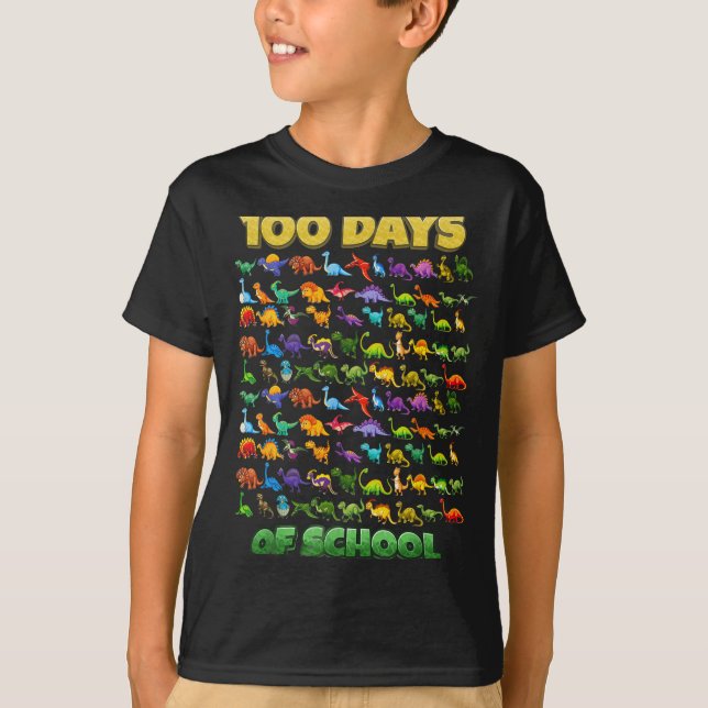 Camiseta 100 Days Of School Dinosaur 100 Days Smarter  (Anverso)