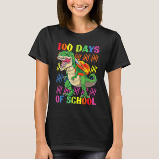 Camiseta 100 Days Of School Dinosaur Rex Dino Kids Boys 100