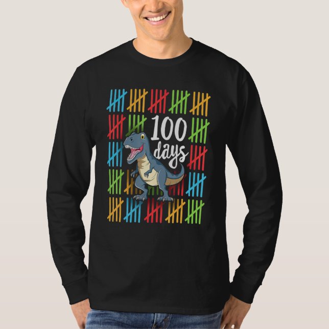 Camiseta 100 Days of School Dinosaur T-Rex Dino Kids Boys 1 (Anverso)