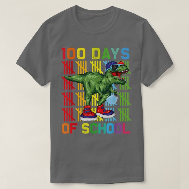 Camiseta 100 Days Of School Dinosaur Trex Mask Teacher Smar (Diseño del anverso)
