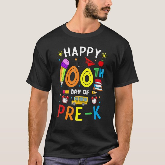 Camiseta 100 Days of School for Pre K Teacher Kids 100th Da (Anverso)