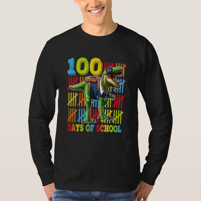 Camiseta 100 Days of School for Teacher Boy Girls Kids Dino (Anverso)