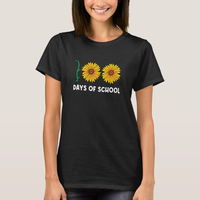 Camiseta 100 Days Of School Funny Flower Floral Yellow Sunf (Anverso)