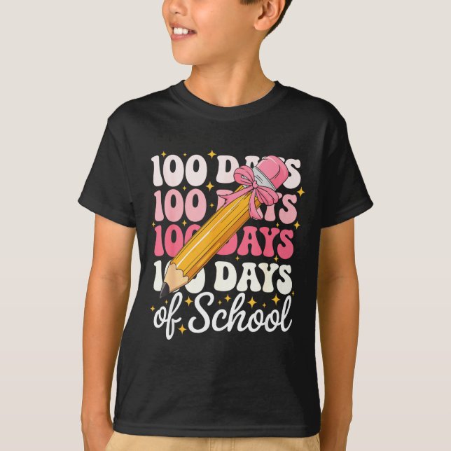 Camiseta 100 Days Of School Girls Coquette Bow 100th Day Of (Anverso)