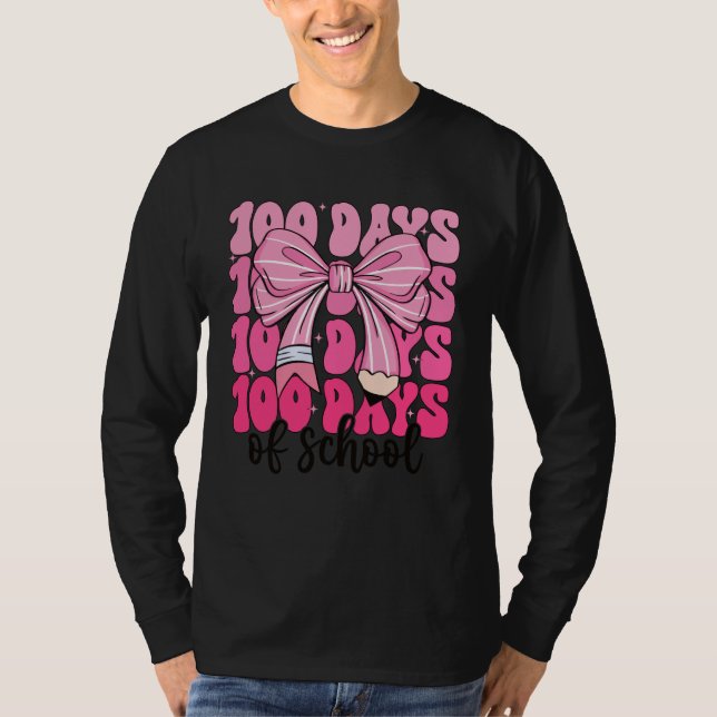 Camiseta 100 Days of School Girls Coquette Bow 100th Day of (Anverso)