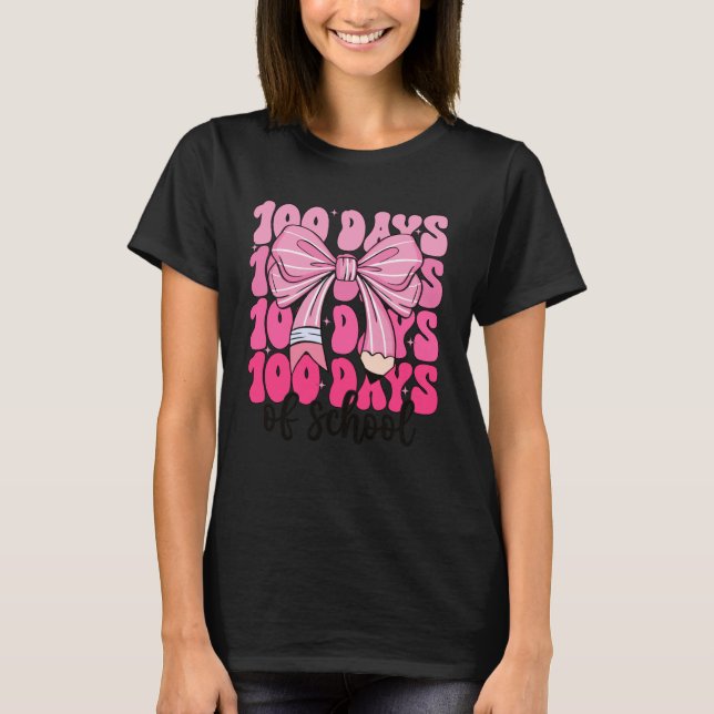 Camiseta 100 Days of School Girls Coquette Bow 100th Day of (Anverso)