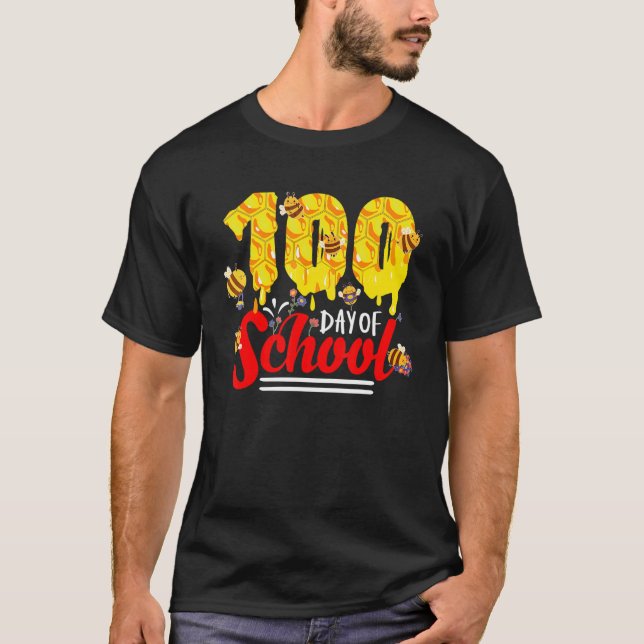 Camiseta 100 Days Of School Group Cute Bees Funny Teachers  (Anverso)