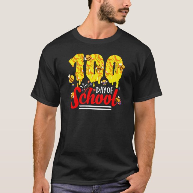 Camiseta 100 Days Of School Group Cute Bees Funny Teachers  (Anverso)
