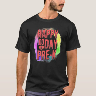 Camiseta 100 Days Of School Happy 100 Day Of Pre K Watercol