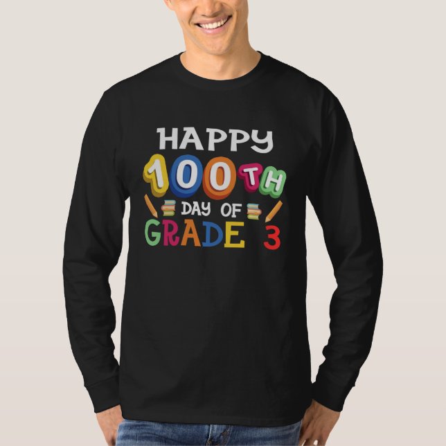 Camiseta 100 Days of School Happy 100th Day of Grade 3 Kid  (Anverso)