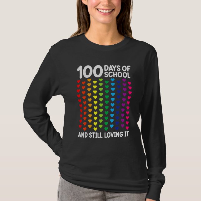 Camiseta 100 Days Of School Heart Teacher Kids Students (Anverso)