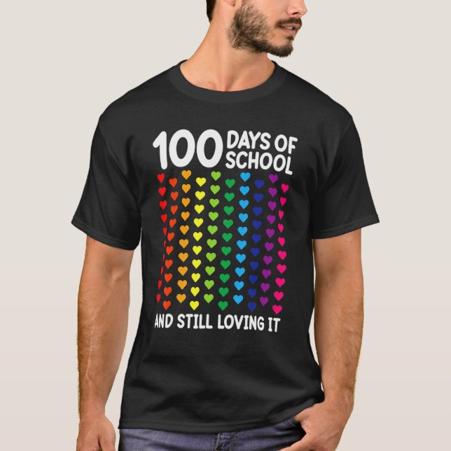 Camiseta 100 Days Of School Heart Teacher Kids Students (Anverso)