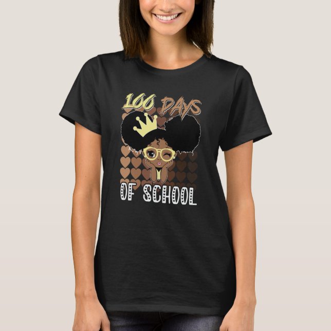Camiseta 100 Days Of School Kids Girl Black African America (Anverso)