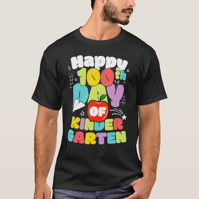 Camiseta 100 Days Of School Kindergarten Brighter Teacher A (Anverso)