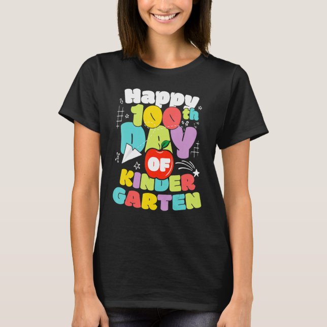 Camiseta 100 Days Of School Kindergarten Brighter Teacher A (Anverso)