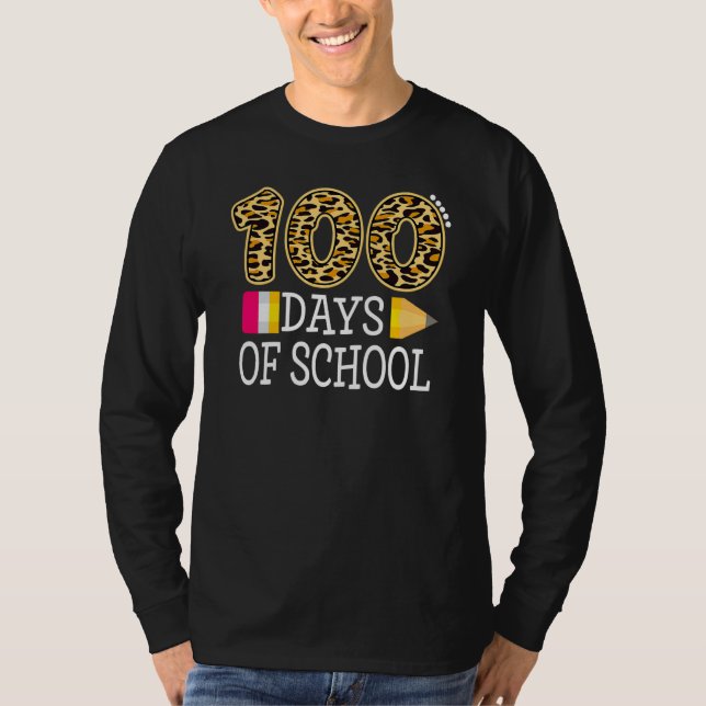 Camiseta 100 Days Of School Leopard Happy 100th Day Of Scho (Anverso)