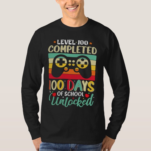 Camiseta 100 Days of School Level 100 Unlocked, Video Games (Anverso)