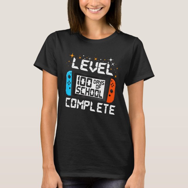Camiseta 100 Days of School Level Complete Video Games Game (Anverso)