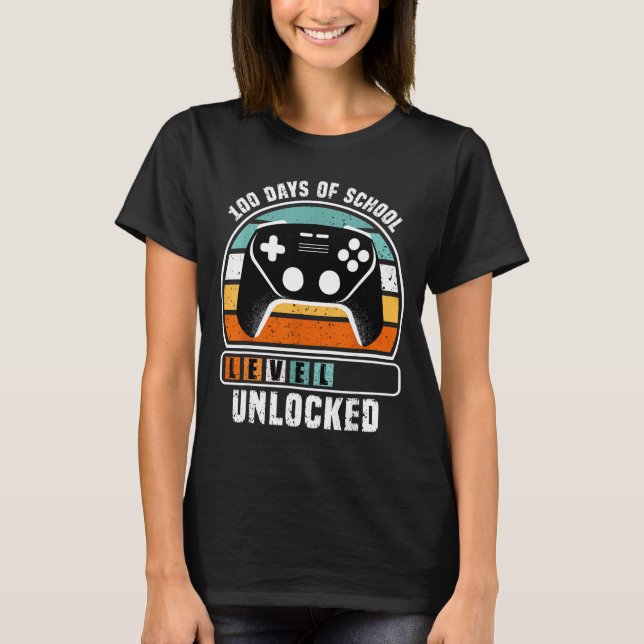 Camiseta 100 Days Of School Level Unlocked Funny Gamers Boy (Anverso)