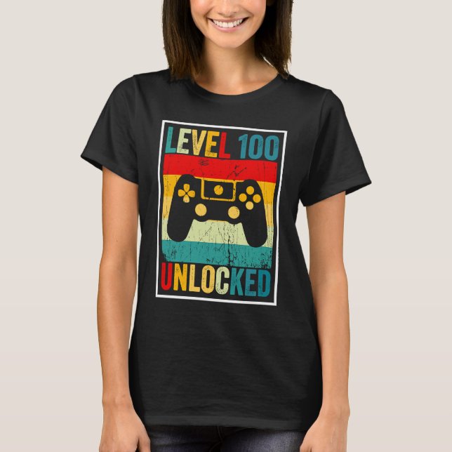Camiseta 100 Days Of School Level Unlocked Gamer Video Game (Anverso)