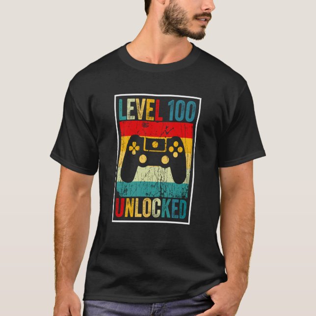 Camiseta 100 Days Of School Level Unlocked Gamer Video Game (Anverso)