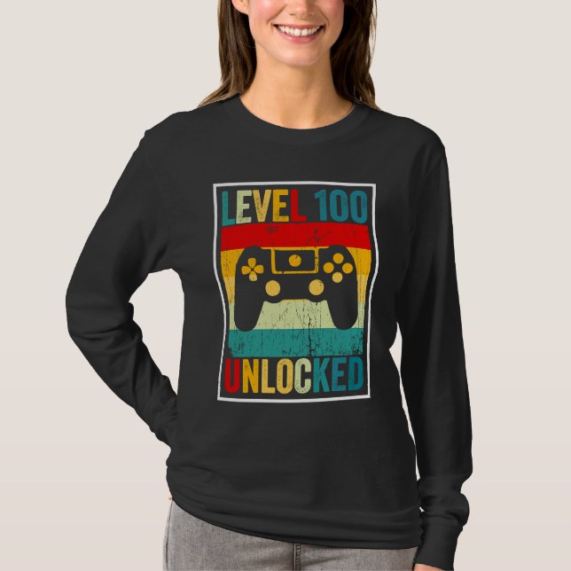 Camiseta 100 Days Of School Level Unlocked Gamer Video Game (Anverso)