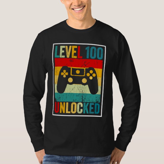 Camiseta 100 Days Of School Level Unlocked Gamer Video Game (Anverso)