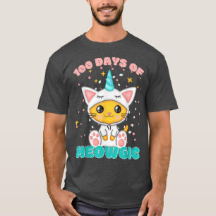 Camiseta 100 Days Of School Meowgic Girl Primary School Tea