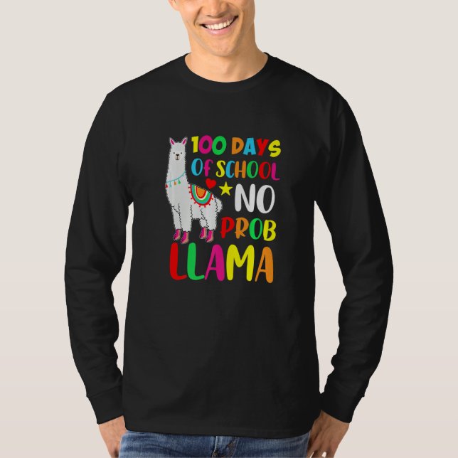 Camiseta 100 Days Of School No Prob Llama  100 Days Of Scho (Anverso)