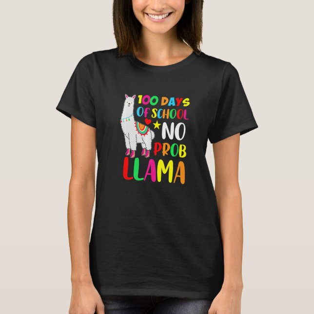 Camiseta 100 Days Of School No Prob Llama  100 Days Of Scho (Anverso)