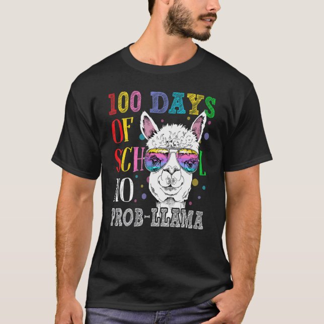 Camiseta 100 Days Of School No Prob-llama 100th Day Of Scho (Anverso)