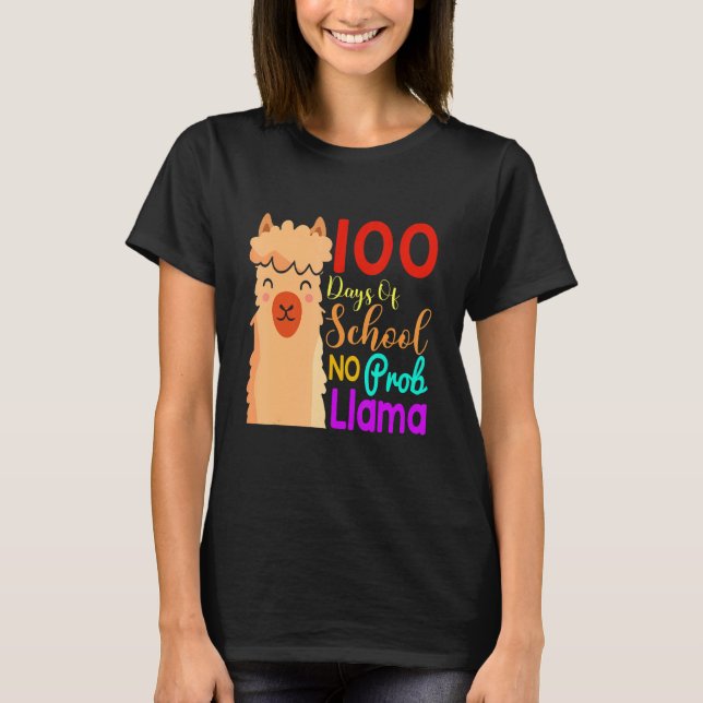 Camiseta 100 Days Of School No Prob Llama Costume Kids Gift (Anverso)