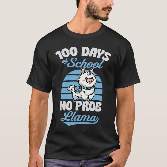 Camiseta 100 Days Of School No Prob Llama Cute Animal  Joke (Anverso)