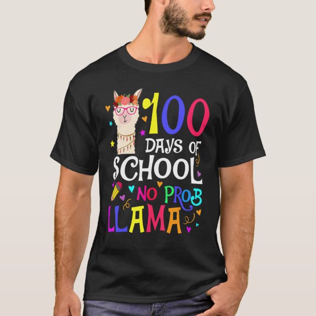 Camiseta 100 Days Of School No Prob Llama Llama Teacher And (Anverso)