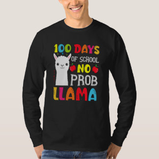 Camiseta 100 Days Of School No Prob llama Llama Teacher And