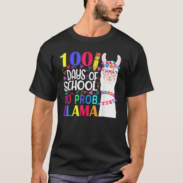 Camiseta 100 Days Of School No Prob Llama Llama Teacher And (Anverso)