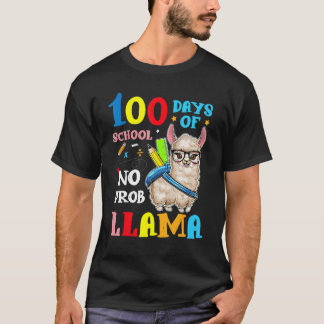 Camiseta 100 Days Of School No Prob llama Llama Teacher And