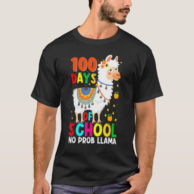 Camiseta 100 Days Of School No Prob Llama Llama Teacher And (Anverso)