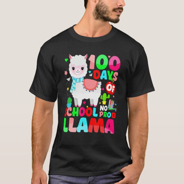 Camiseta 100 Days Of School No Prob Llama Llama Teacher And (Anverso)